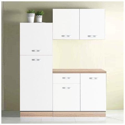 Composizione Da Cucina Colonna Frigo Finitura Bianco Lucido Larga 160 Cm