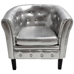 Chesterfield Poltrona Imbottita In Pelle Poltroncina Argento precio