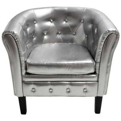 Chesterfield Poltrona Imbottita In Pelle Poltroncina Argento