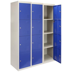 3 Armadietti Con 4 Porte Blu In Acciaio 45cm X 114cm X 180cm Per Scuole Palestre E Spogliatoi características