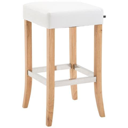 Sgabello Bar VENTA in Legno e Seduta in Similpelle | Sgabello Imbottito con Poggiapiedi in Alluminio H 79 cm bianco Colore della base: natura en oferta