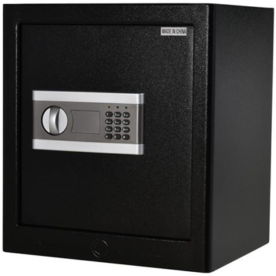 Cassaforte Elettronica In Acciaio Nero Con Chiave E 2 Codici Pin 38l X 31p X 42.7acm