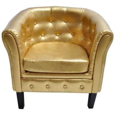 Chesterfield Poltrona Imbottita Pelle Poltroncina Col. oro