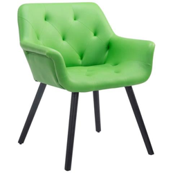 Sedia Poltroncina Cassidy con Fodera in Similpelle - Sedia Ospite rétro, Gambe in Legno - Sedia Poltroncina Sala Attesa Imbottita e con Braccioli Verde Telaio: Nero en oferta