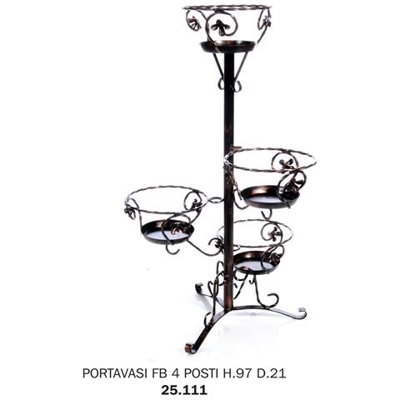 Portavaso Ferro Battuto 4 Posti H. 97 D. 21